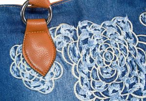 kožená a atestovaná obuv Kabelka Jeans 7399 šití ,, rifle " s delším uchem Facebag