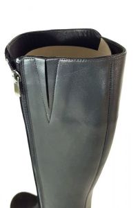kožená a atestovaná obuv Luxusní kozačky na podpatku "7177" černí Di Lusso Italy