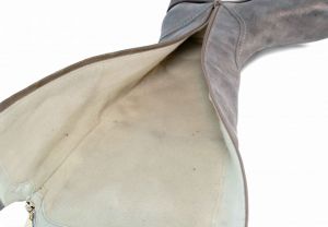kožená a atestovaná obuv Zimní kozačky OC-91 s dvojkombinací zipu stříbro béžové Exquisite