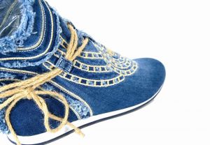 kožená a atestovaná obuv Riflové kotníkové polobotky s dekorativní šňůrou Starbluemoon