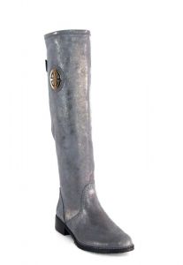 kožená a atestovaná obuv Zimní kozačky OC-91 s dvojkombinací zipu, šedo stříbřité Exquisite