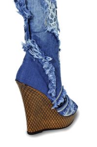 kožená a atestovaná obuv Originální „Jeans“ kozačky 4044 na klínku Starbluemoon