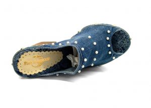 kožená a atestovaná obuv Džínové luxusní nazouváky „Star BlueMoon“ na podpatku 948 Starbluemoon