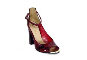 kožená a atestovaná obuv Luxusní dámské vínové sandály na vysokém podpatku - 3042 SALA