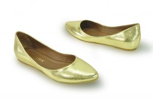 kožená a atestovaná obuv Kožené baleríny 042 zlaté Bigtora