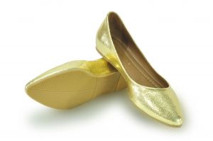 kožená a atestovaná obuv Kožené baleríny 042 zlaté Bigtora