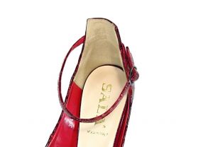kožená a atestovaná obuv Luxusní dámské vínové sandály na vysokém podpatku - 3042 SALA