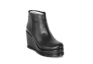 kožená a atestovaná obuv Zimní černé kotníkové boty „754“ na platformě Marcella