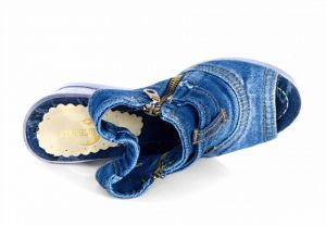 kožená a atestovaná obuv Originální sandále „JEANS“ na klínku 949 Starbluemoon