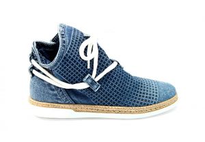 kožená a atestovaná obuv Kotníkové luxusní boty -Jeans „EMANI“ 119-09-73 s dekorativní šňůrou