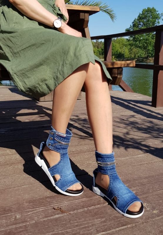 kožená a atestovaná obuv Riflové sandálky SANDRA III s otevřenou špičkou Emani
