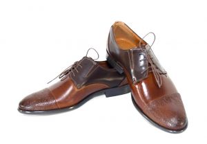kožená a atestovaná obuv Pánské luxusní kožené polobotky „LAVAGGIO“ LA-332 v hnědých odstínech