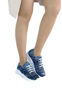 kožená a atestovaná obuv Zajímavé džínové tenisky “STAR BLUEMOON“ 833 s bílou podešví Starbluemoon