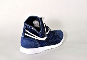 kožená a atestovaná obuv Designové jeans kotníkové boty „Emani“ 119-09-16 s dekorativním šněrováním