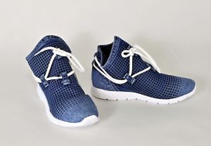 kožená a atestovaná obuv Designové jeans kotníkové boty „Emani“ 119-09-16 s dekorativním šněrováním