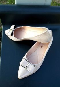 kožená a atestovaná obuv Luxusní baleríny s malým klínkem a mašličkou 221, růžové By can