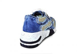kožená a atestovaná obuv Originální džínové tenisky „StarBluemoon“ 819 na platformě, světle modré
