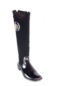 kožená a atestovaná obuv Zimní kozačky 0-11 s dvojkombinací zipu v černé barvě Exquisite