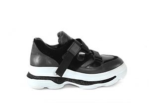 kožená a atestovaná obuv Dámské stylové kožené tenisky „Marcella 19.1000.1“ na platformě, černé