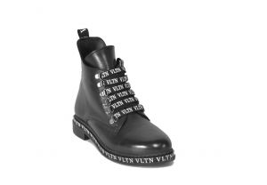 Dámské zateplené kotníčkové kožené boty s potiskem „558“, černé | 36, 37, 38, 39