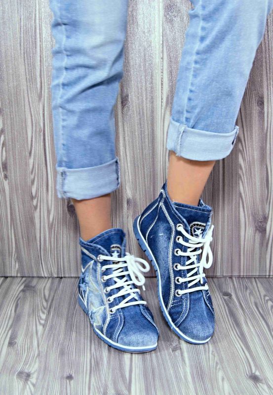 kožená a atestovaná obuv Džínové kotníkové boty „Star Bluemoon“ 816 modré Starbluemoon
