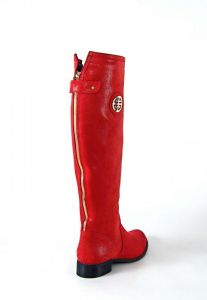 kožená a atestovaná obuv Nepromokavé kozačky 0-11 s dvojkombinací zipu v červené barvě Roberto