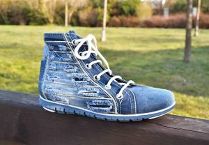 kožená a atestovaná obuv Riflové kotníkové botky 053 na šněrování Starbluemoon