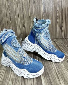 kožená a atestovaná obuv Riflové kotníkové Sneakersi Starbluemoon