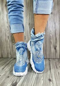 kožená a atestovaná obuv Riflové kotníkové Sneakersi Starbluemoon