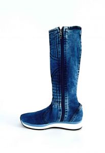 kožená a atestovaná obuv Luxusní zimní „Jeans“ kozačky 5028-T, na malém klínku EMBRO Starbluemoon