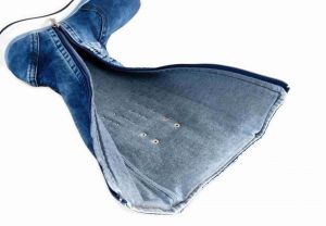 kožená a atestovaná obuv Luxusní zimní „Jeans“ kozačky 5028-T, na malém klínku EMBRO Starbluemoon