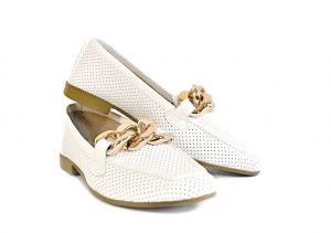 kožená a atestovaná obuv Bílé luxusní dámské polobotky „MarcellaShoes“ 99, s perforací