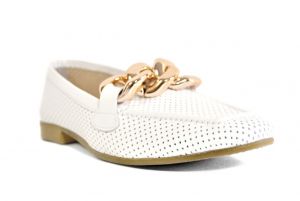 kožená a atestovaná obuv Bílé luxusní dámské polobotky „MarcellaShoes“ 99, s perforací