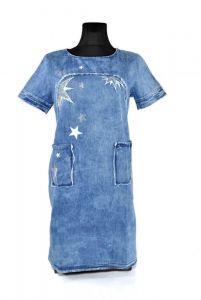 Džínové šaty s krátkým rukávem „2GG“  | S, M, L, XL, XXL