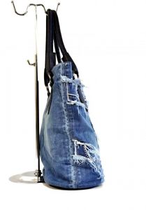 kožená a atestovaná obuv Kabelka Jeans 2108 šití ,, rifle " s delším uchem modrý Facebag