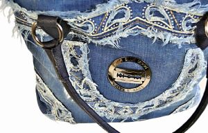kožená a atestovaná obuv Kabelka Jeans 2108 šití ,, rifle " s delším uchem modrý Facebag