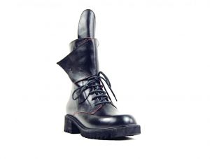 kožená a atestovaná obuv Kožené dámské boty tzv. farmářky – zateplené „2088“, černé Crux