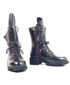 kožená a atestovaná obuv Kožené dámské boty tzv. farmářky – zateplené „2088“, černé Crux