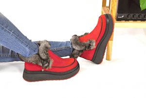 kožená a atestovaná obuv Luxusní červené kotníčkové boty zimní, quality 708 Ilhan