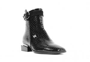 Luxusní kotníčkové kožené boty „2144“ zateplené, černé | 37, 38, 40