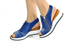 kožená a atestovaná obuv Model pro letošní léto Jeans kotníčkové sandály „STYL BLUEMOON“ 9435 Starbluemoon