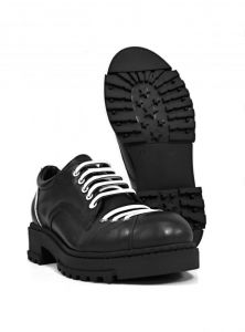 kožená a atestovaná obuv Dámské kožené polobotky 0219, černé, bílé zdobení Donna Style