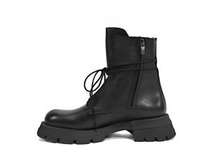 kožená a atestovaná obuv Černé zimní kotníčkové boty 21047 Donna Style