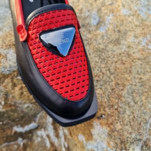 kožená a atestovaná obuv Černočervené luxusní dámské polobotky „MarcellaShoes“ 555, s perforací