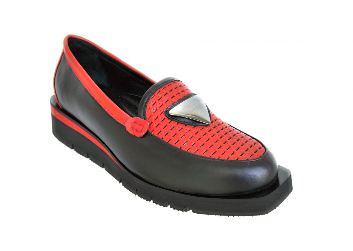 kožená a atestovaná obuv Černočervené luxusní dámské polobotky „MarcellaShoes“ 555, s perforací