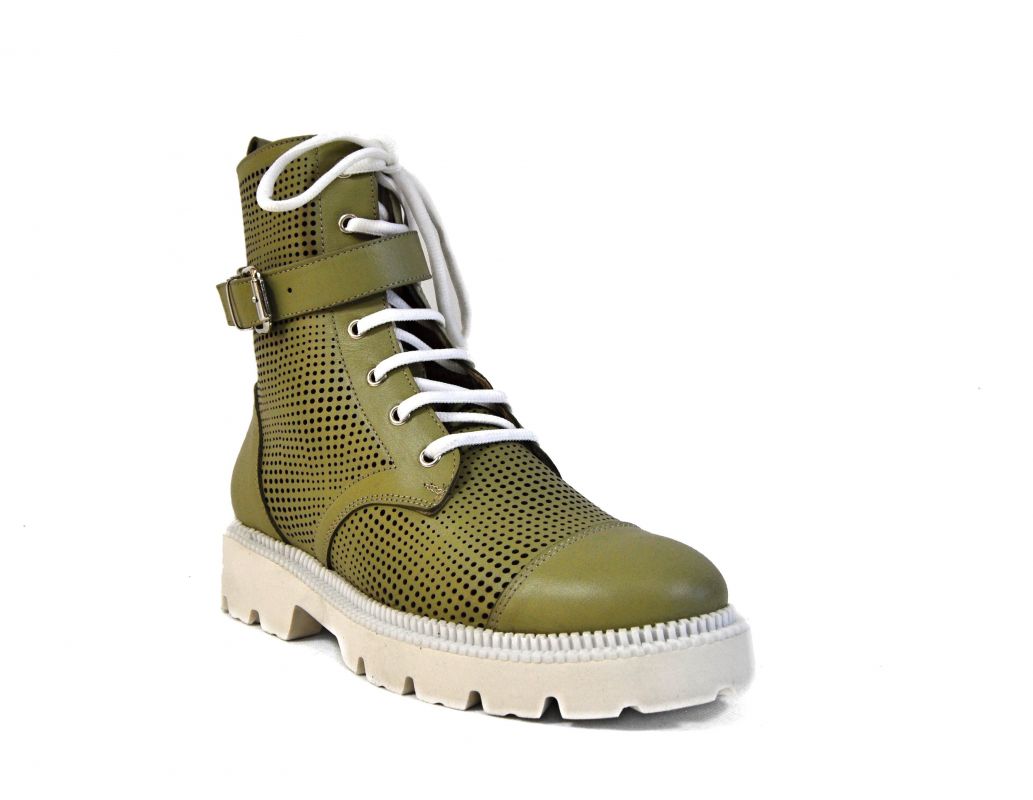 kožená a atestovaná obuv Dámské luxusní kotníkové boty „MarcellaShoes“ 8760, olivové