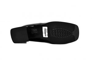 kožená a atestovaná obuv Kotníkové kožené kozačky „ALBA“, s podpatkem, lakované černé Ayakkabi