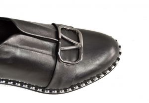 kožená a atestovaná obuv Luxusní dámské polobotky „MarcellaShoes“ 114-337 s černou platformou Donna style