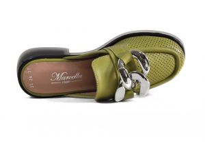 kožená a atestovaná obuv Luxusní kožené nazouváky s šedou podrážkou, 3528 olivové Marcella