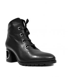 Nadčasové kotníčkové boty zateplené "D"  na podpatku, černé | 36, 37, 38, 39, 40